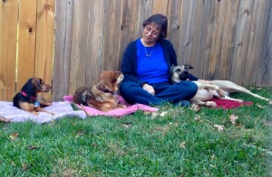 Eileen and three dogs
